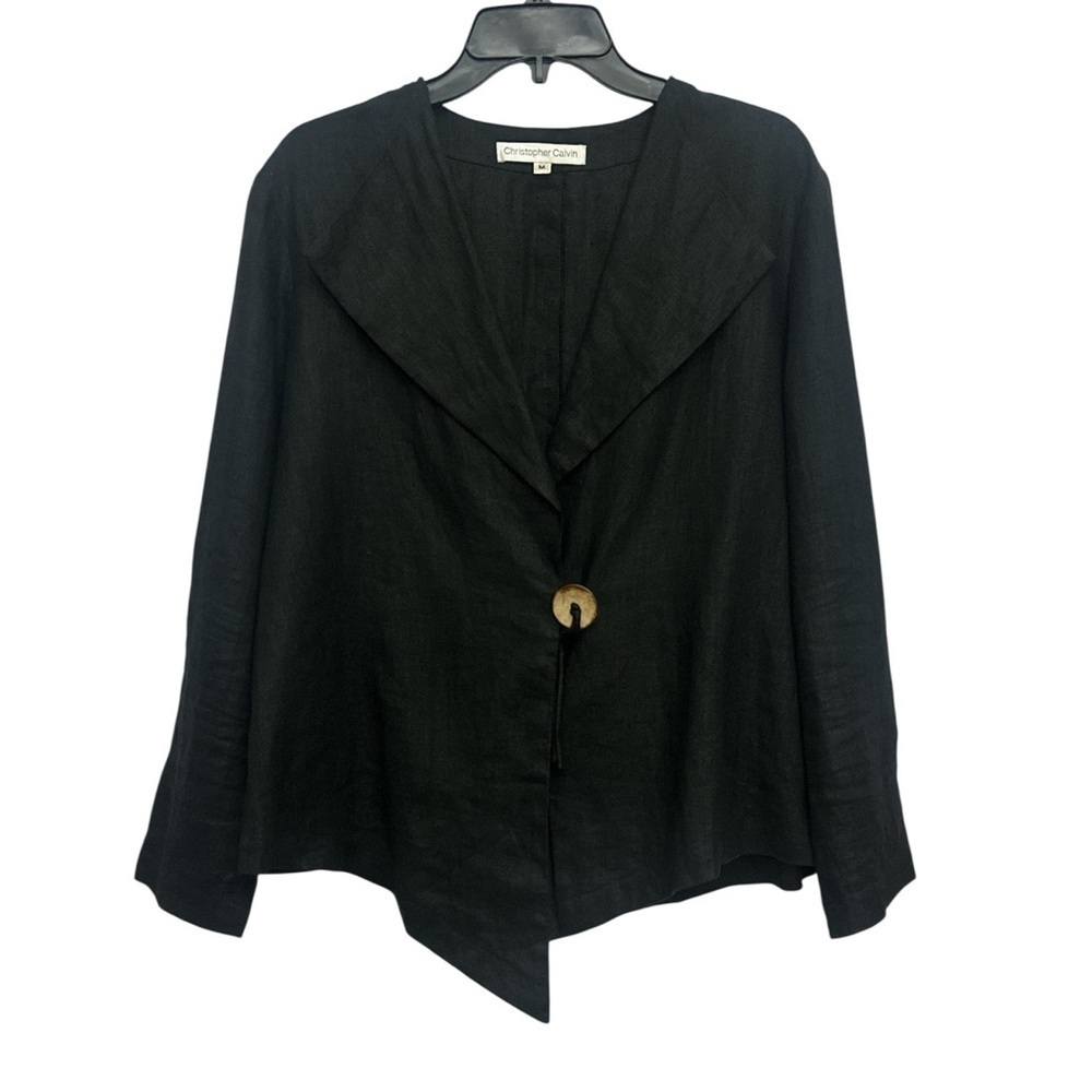 Christopher Calvin Asymmetrical Linen Cardigan Jacket Size Medium Long Lagenlook
